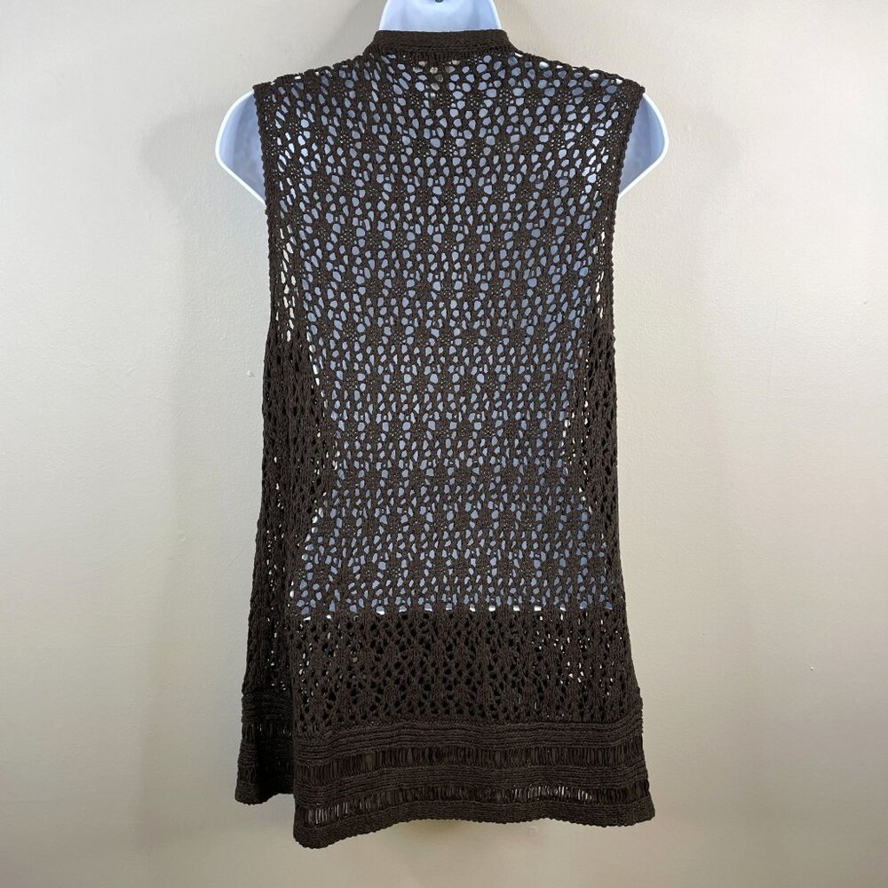 Chico's Women Crochet Forest Fairy Mid Length Vest Size S Topper Hippie 70s Y2K - Picture 2 of 11